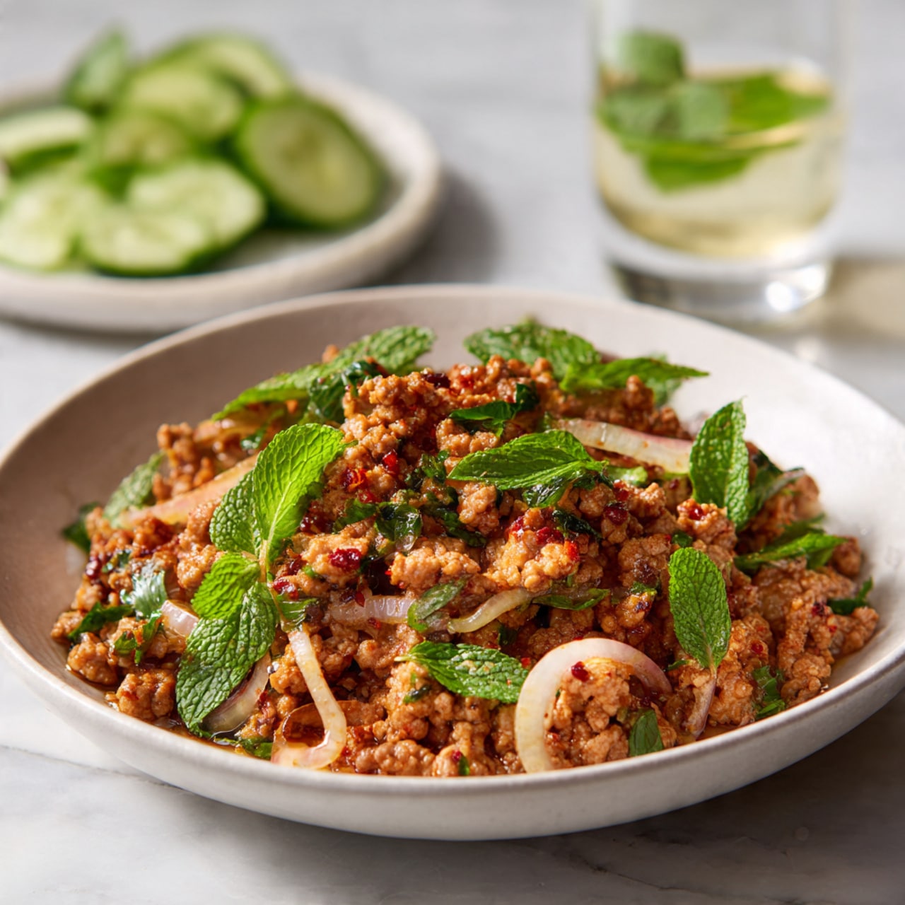Authentic Thai Laab Moo: Spicy Minced Pork Salad Recipe - Recipe Image