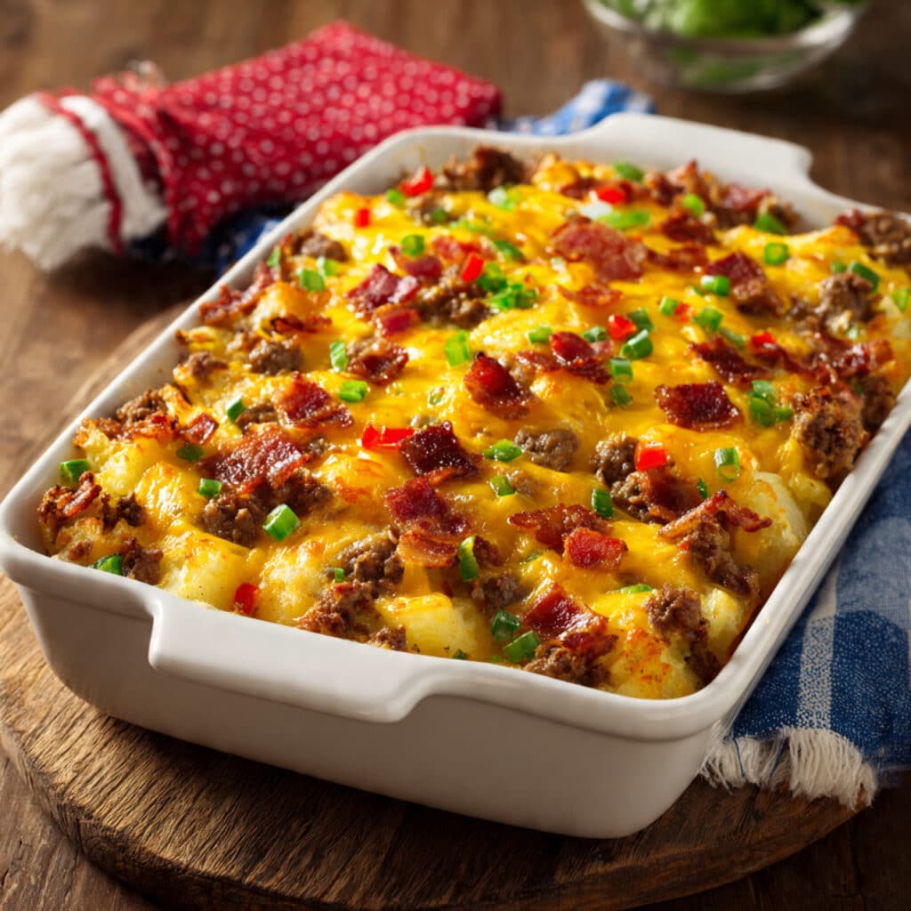 Fully Loaded Cheesy Breakfast Casserole Recipe