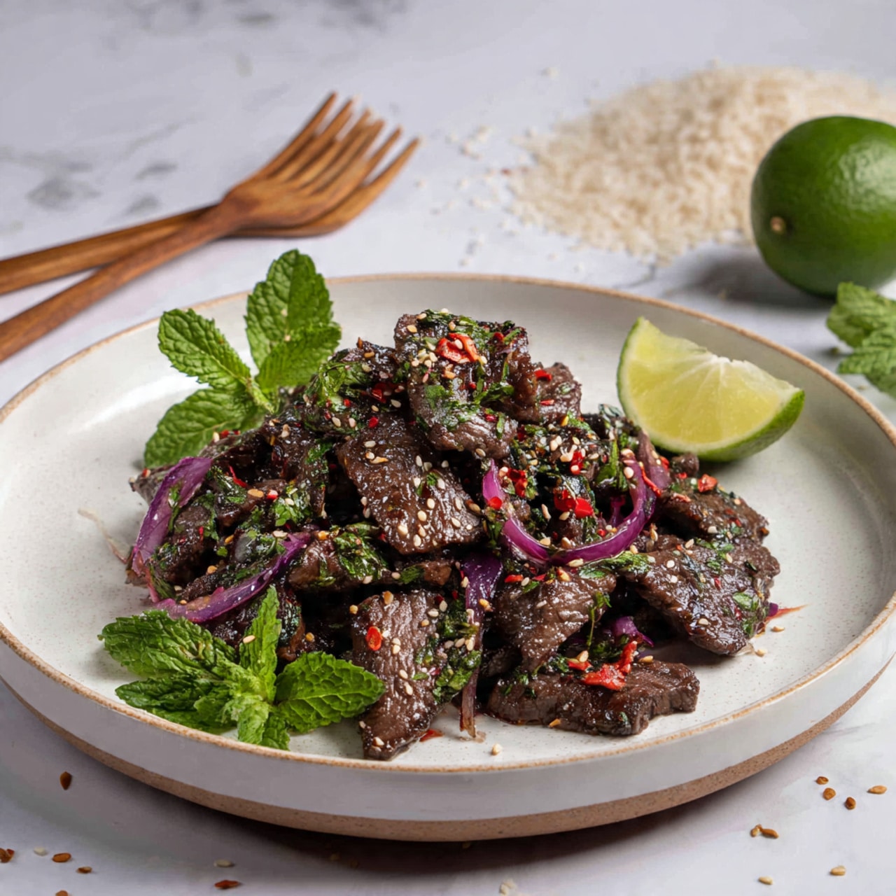 Spicy Grilled Beef Salad (Namtok Nuea) Recipe - Recipe Image