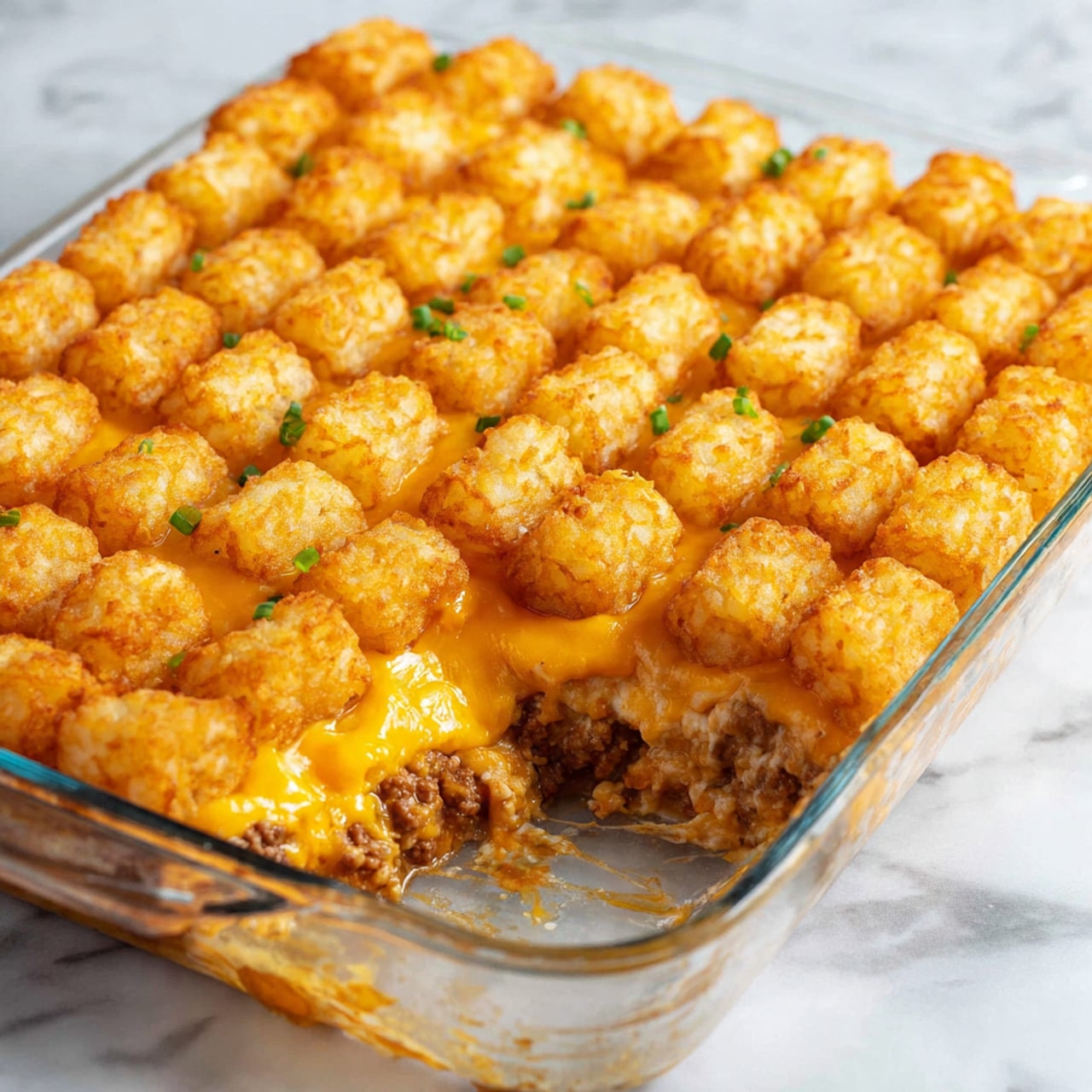 Tater Tot Breakfast Casserole with Sausage and Cheddar Recipe