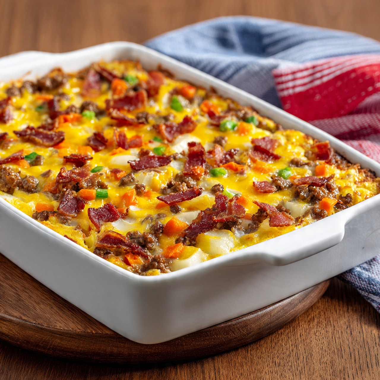 Fully Loaded Cheesy Breakfast Casserole Recipe - Recipe Image