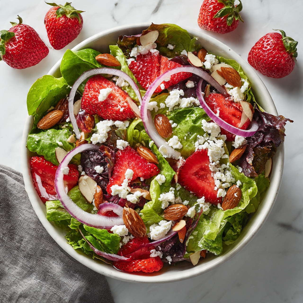 Sweet & Savory Strawberry and Feta Salad with Honey Dressing Recipe