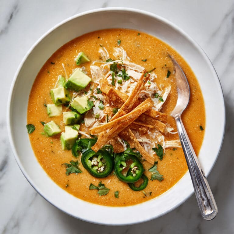 Creamy Chicken Tortilla Soup with Crispy Toppings Recipe