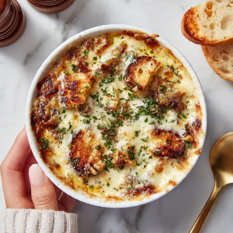 French Onion Soup with Croutons and Melted Cheese Recipe
