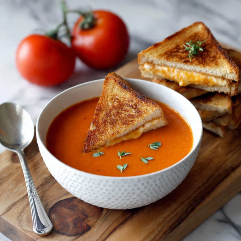 Tomato Soup With Grilled Cheese Croutons Recipe