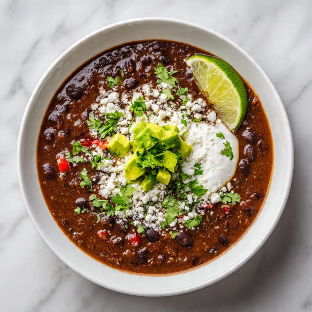 Spicy Black Bean Soup with Lime, Cilantro, and Avocado Recipe