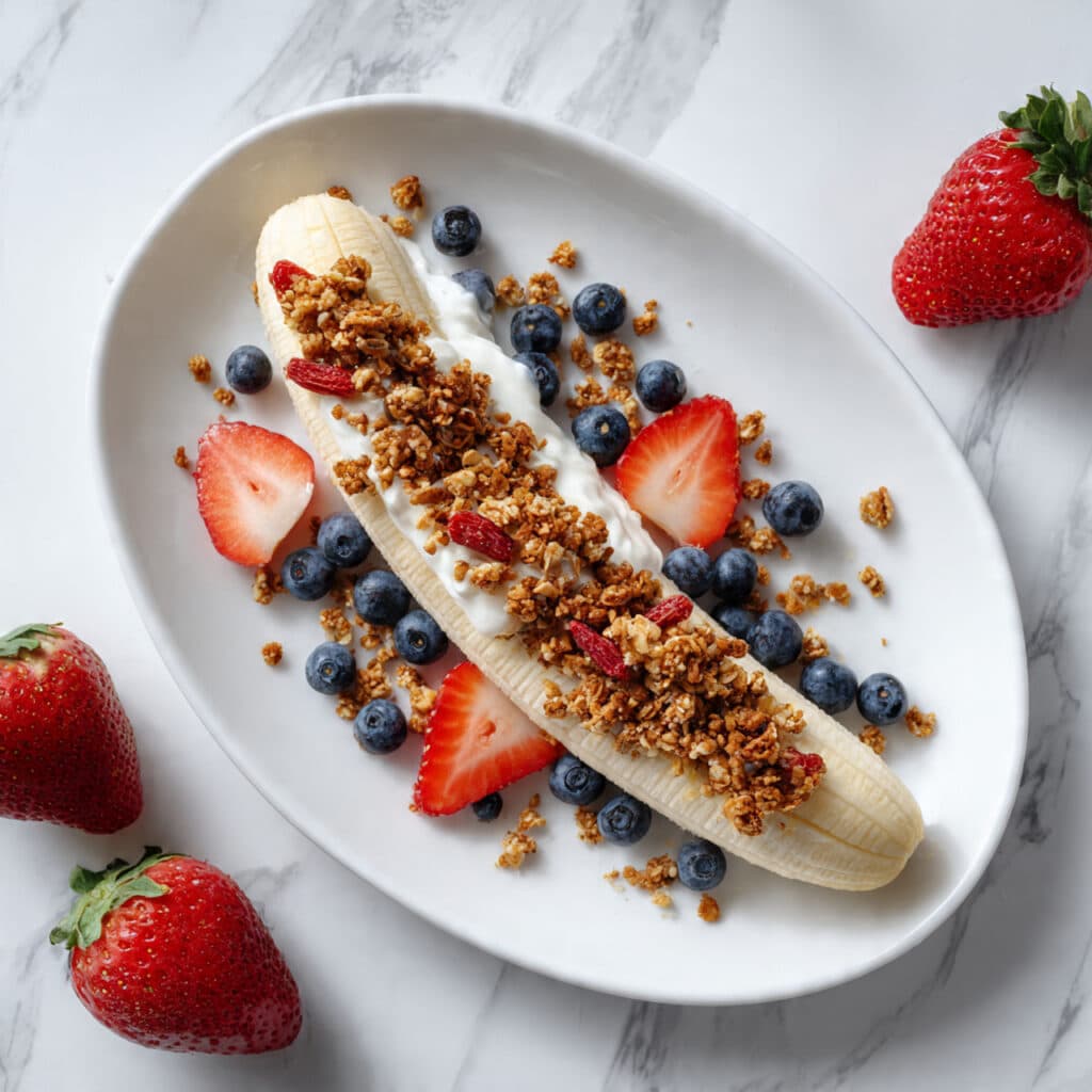 Yogurt Banana Split: Healthy Fruit and Yogurt Dessert Recipe