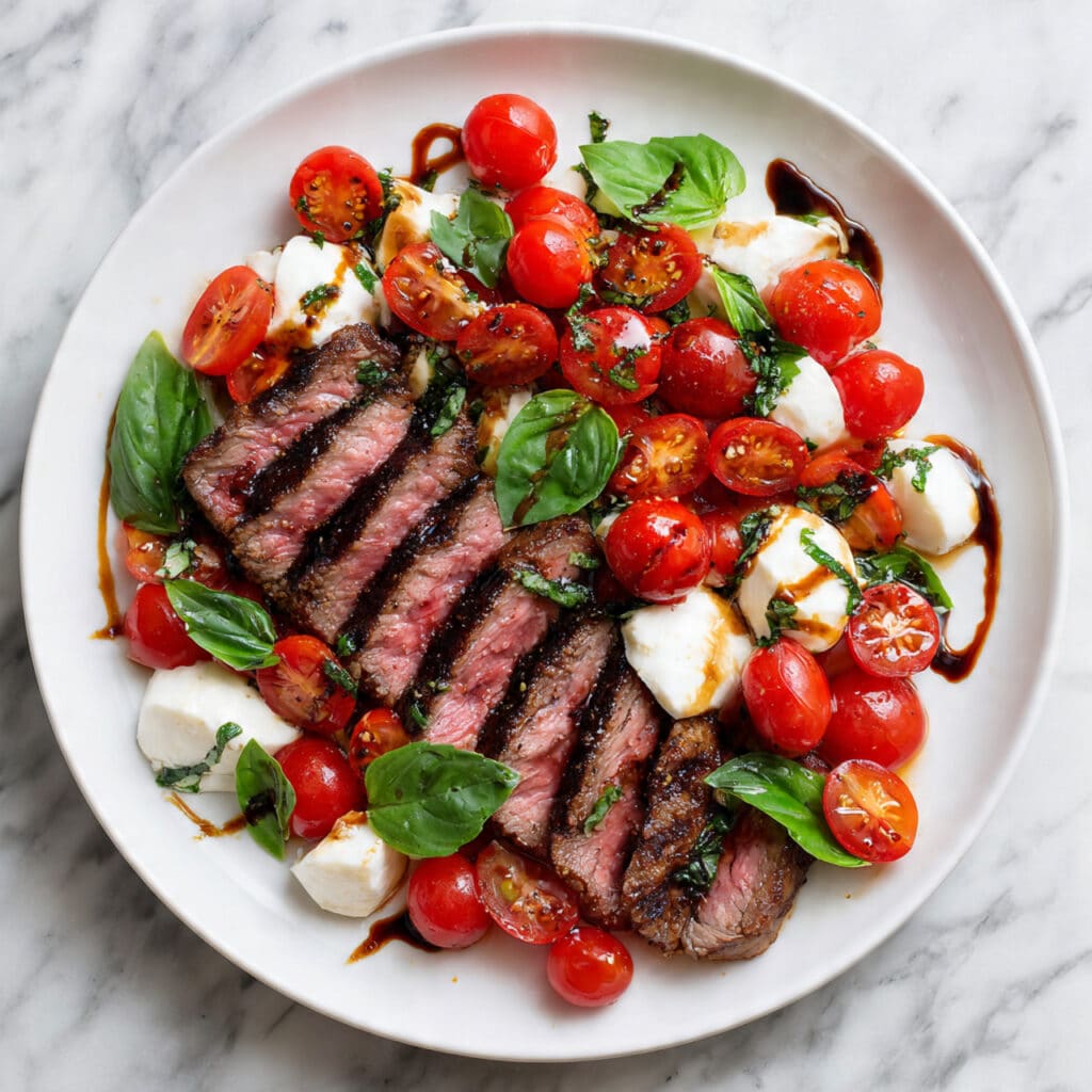 Grilled Flank Steak Caprese with Balsamic Dressing Recipe