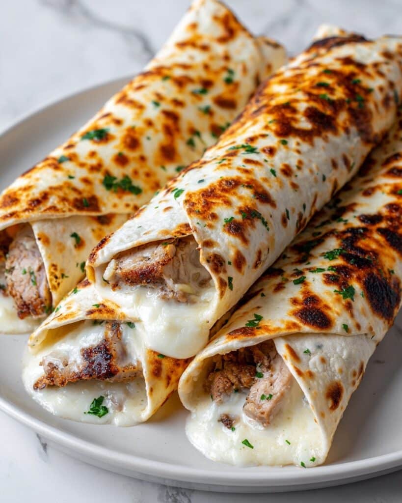 Cheesy Garlic Chicken Wraps Recipe