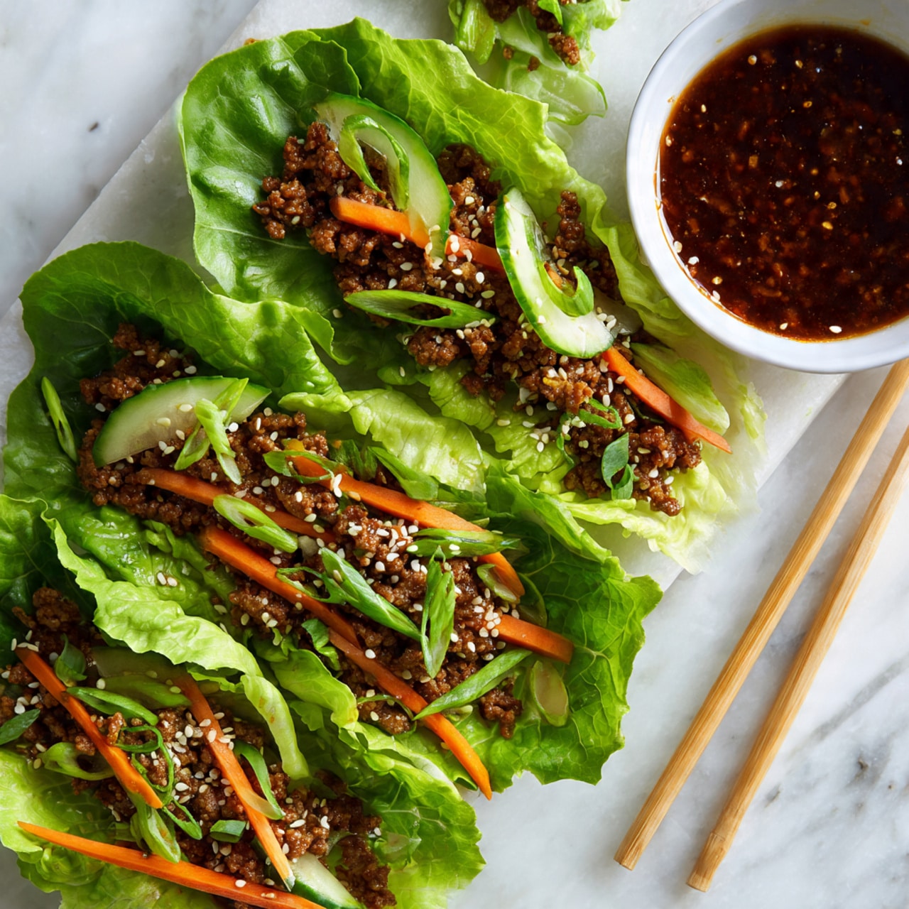Korean Gochujang Ground Beef Lettuce Wraps Recipe