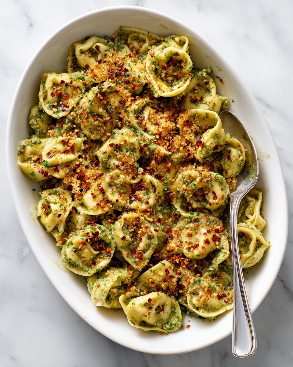 Creamy Pesto Tortellini Bake with Mozzarella Recipe