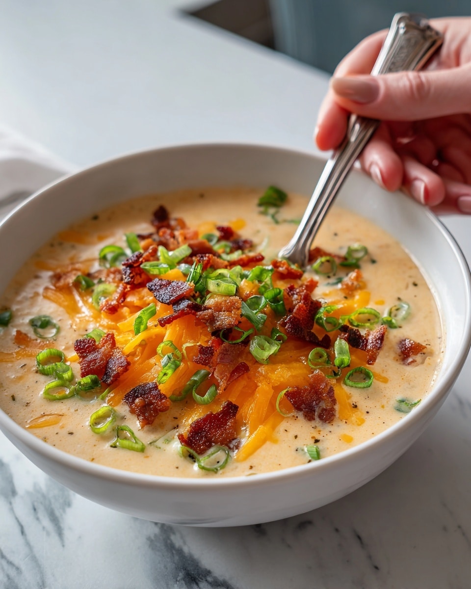 Beef & Smoked Cheddar Potato Soup Recipe