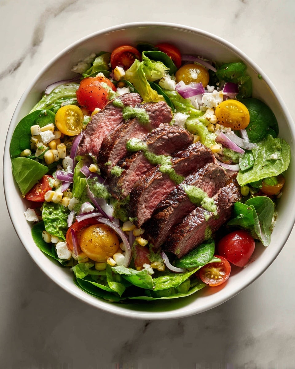 Grilled Flank Steak Salad with Feta and Balsamic Dressing Recipe