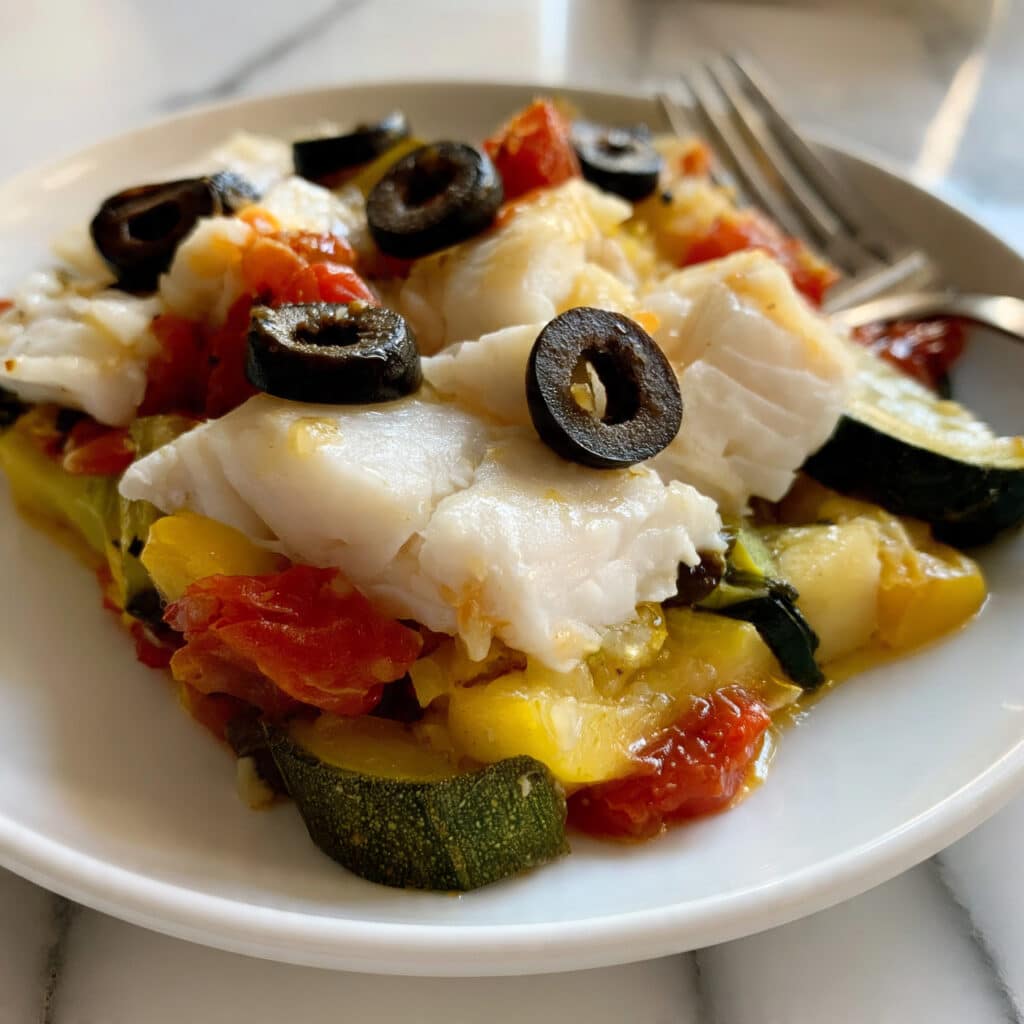 Baked Cod with Spring Vegetables Recipe