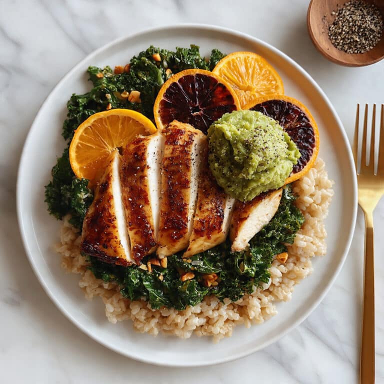 Brown Rice Chicken Bowl with Fresh Vegetables and Homemade Lemon-Dijon Dressing Recipe