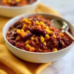 Sweet Potato Chili with Ground Beef and Cheddar Recipe