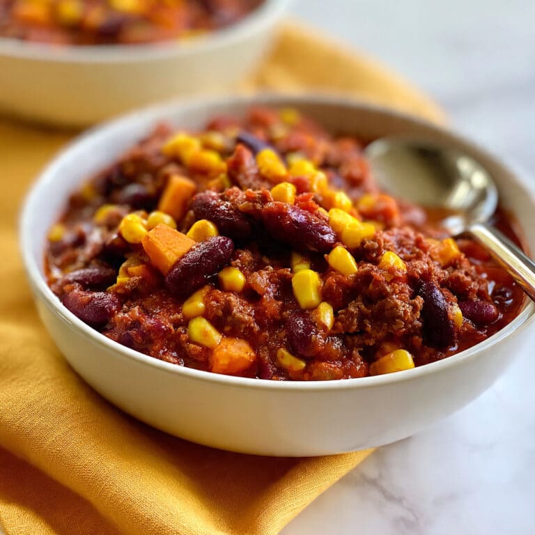 Sweet Potato Chili with Ground Beef and Cheddar Recipe