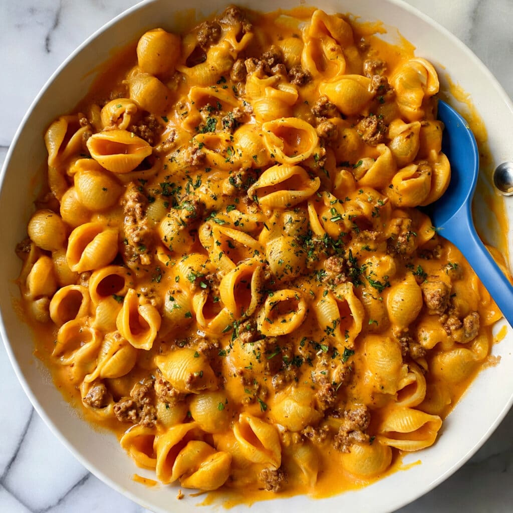 Creamy Beef and Pasta Shells Recipe