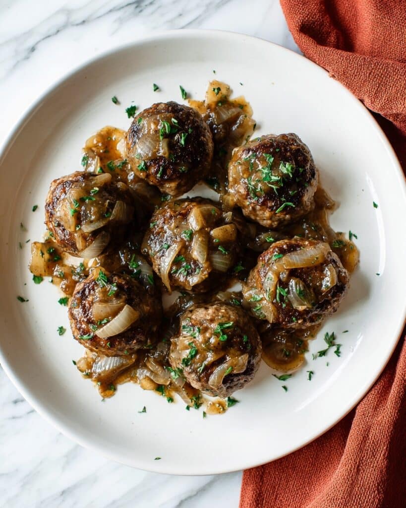 Hamburger Steak with Onion Mushroom Gravy Recipe