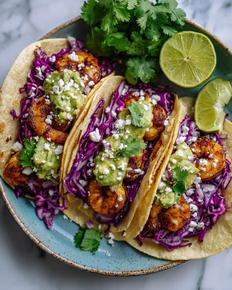 Grilled Shrimp Tacos with Lime Crema and Cabbage Slaw Recipe