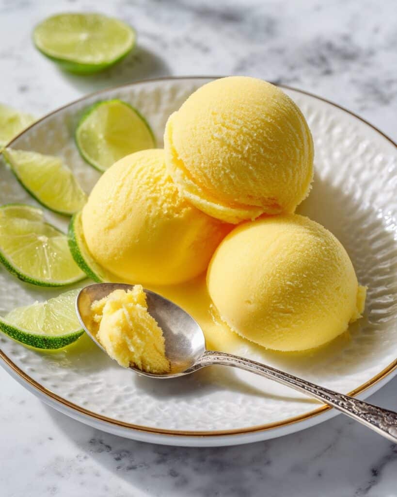 Mango Sherbet with Ginger and Lime Recipe