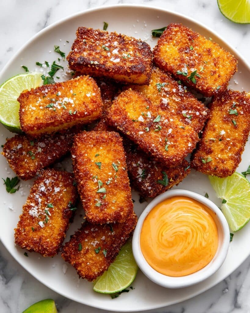 Crispy Fried Silken Tofu with Savory Soy-Garlic Dipping Sauce Recipe