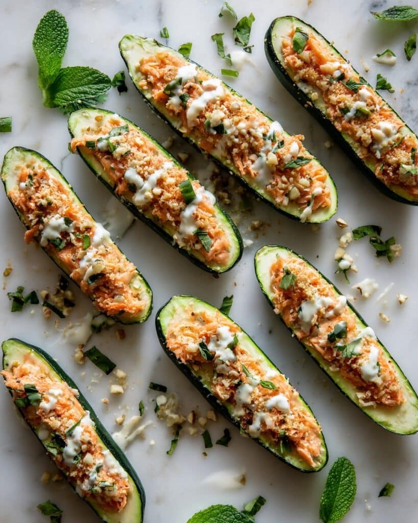 Buffalo Chicken Zucchini Boats Recipe