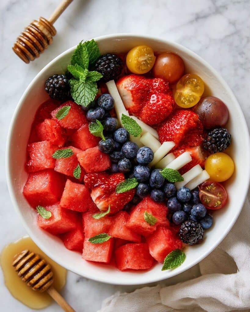 Red White and Blue Honey Lime Fruit Salad Recipe