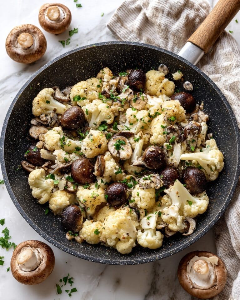 Roasted Cauliflower and Mushrooms with Garlic, Herbs, and Parmesan Recipe