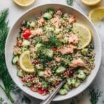 High Protein Salmon Quinoa Salad with Lemon Dressing Recipe