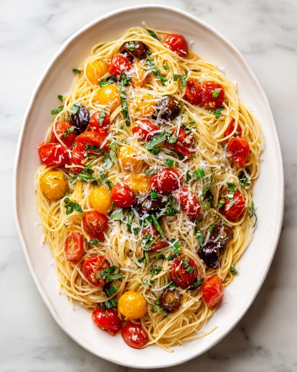 Sautéed Cherry Tomatoes Pasta with Garlic & Basil Recipe