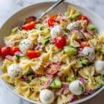 Easy Bow Tie Caprese Pasta Salad with Italian Dressing Recipe