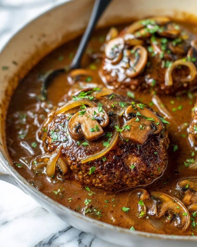 Hamburger Steak with Rich Onion and Mushroom Gravy Recipe