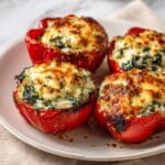 Cheesy Baked Stuffed Peppers with Ground Beef and Rice Recipe
