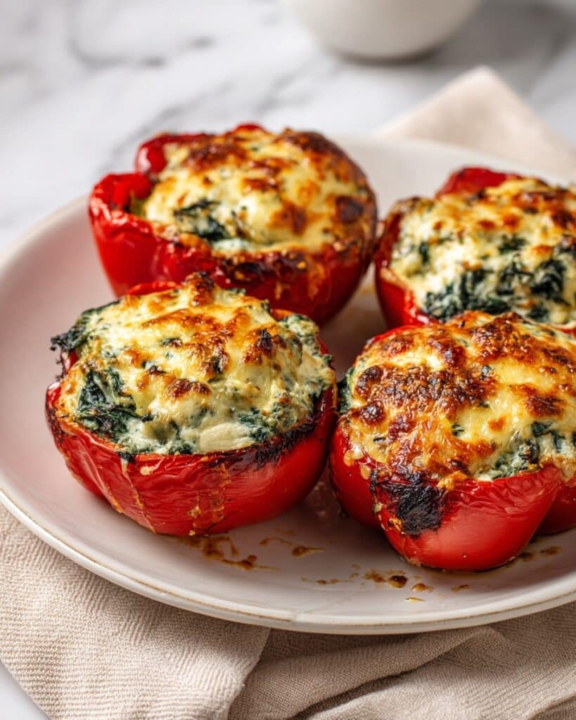 Cheesy Baked Stuffed Peppers with Ground Beef and Rice Recipe