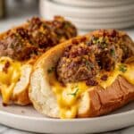 Bourbon BBQ Beef Cheeseburger Meatball Subs Recipe