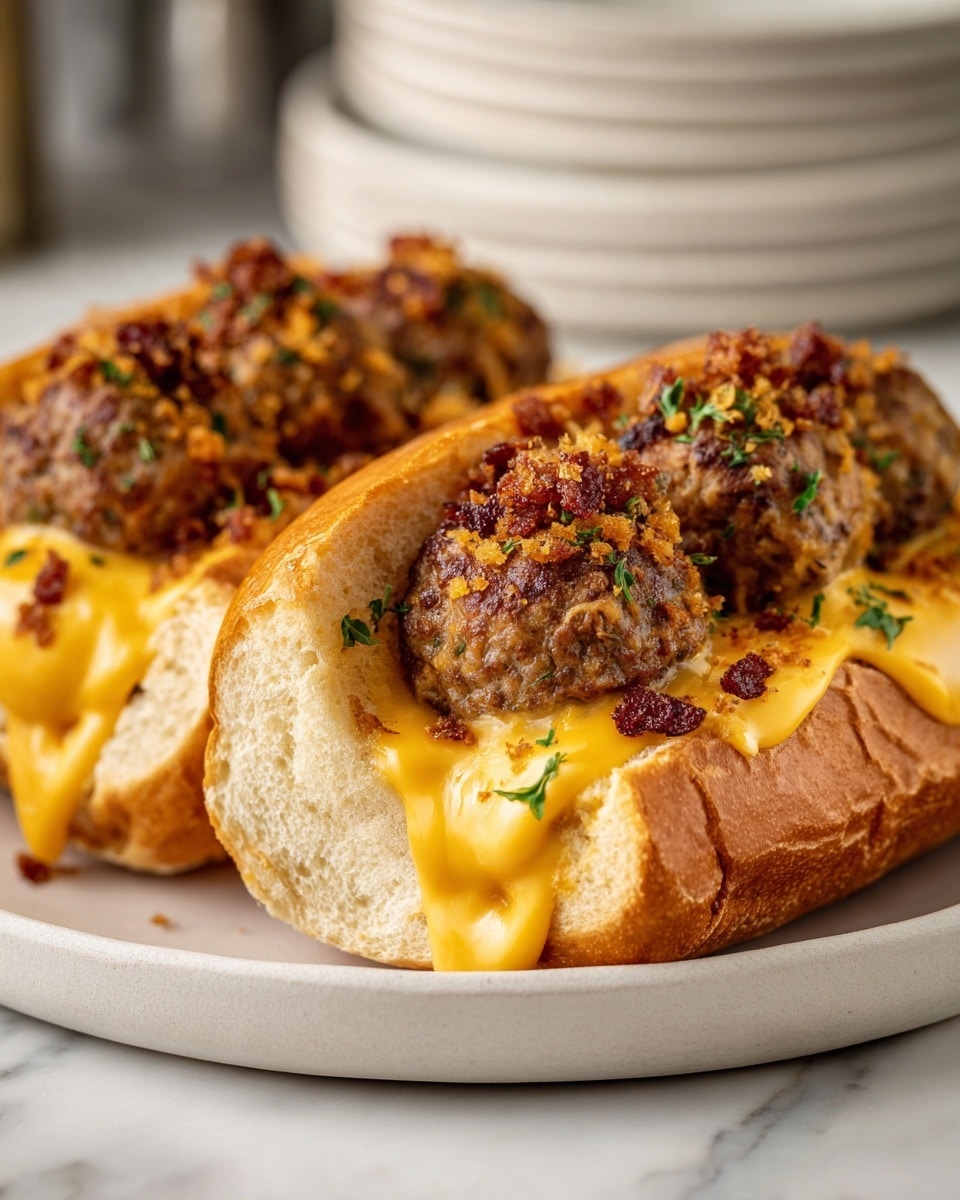Bourbon BBQ Beef Cheeseburger Meatball Subs Recipe