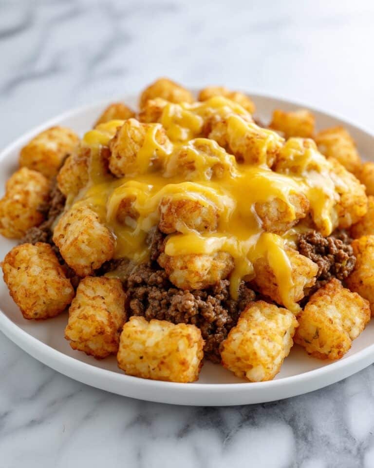 Tater Tot Casserole with Ground Beef and Cheesy Topping Recipe