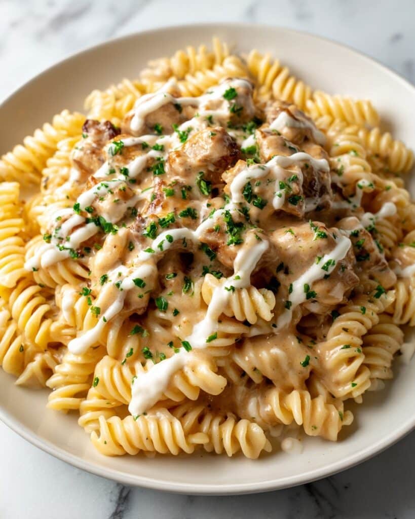 Beef and Rotini in Garlic Parmesan Sauce Recipe