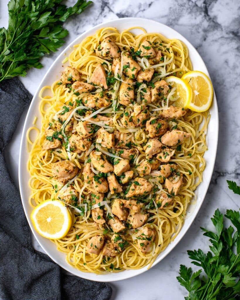 Easy Chicken Scampi Pasta Parmesan Recipe