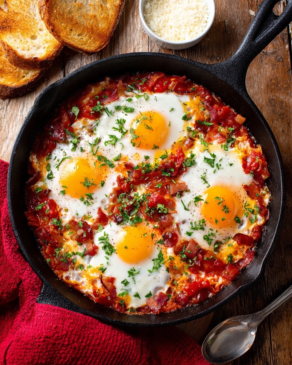 Eggs in Purgatory: Rustic Italian Poached Eggs in Spicy Tomato Sauce Recipe