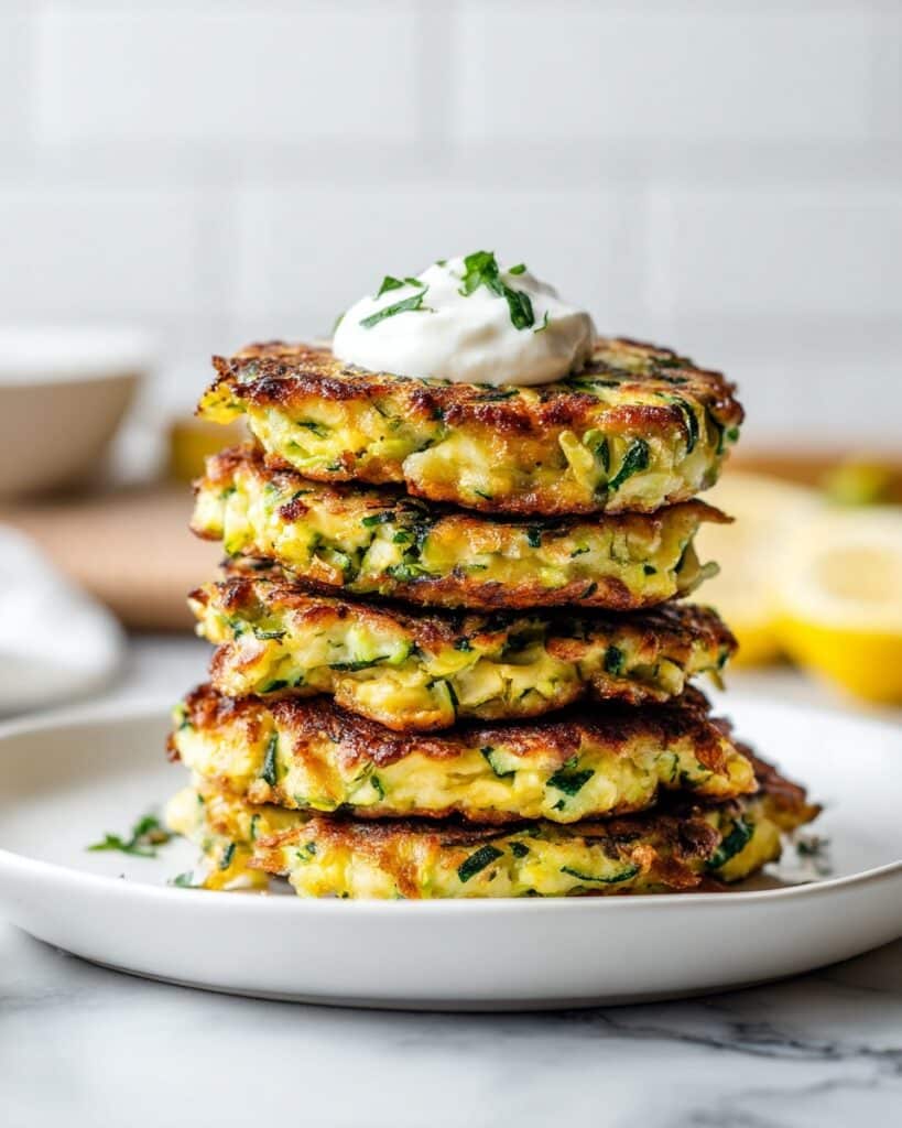 Zucchini Fritters with Garlic Yogurt Dip Recipe