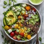 Corn, Avocado, and Quinoa Salad with Marinated Tomatoes Recipe