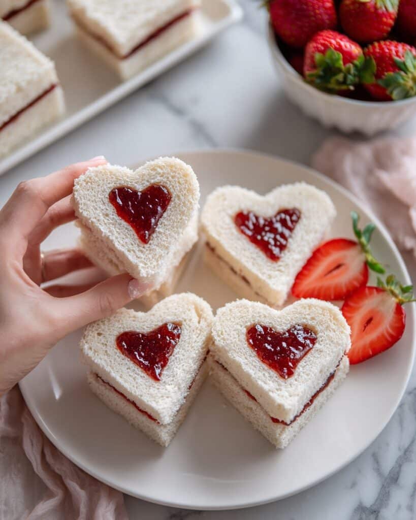 Heart-Shaped Strawberry Cream Icebox Sandwiches Recipe