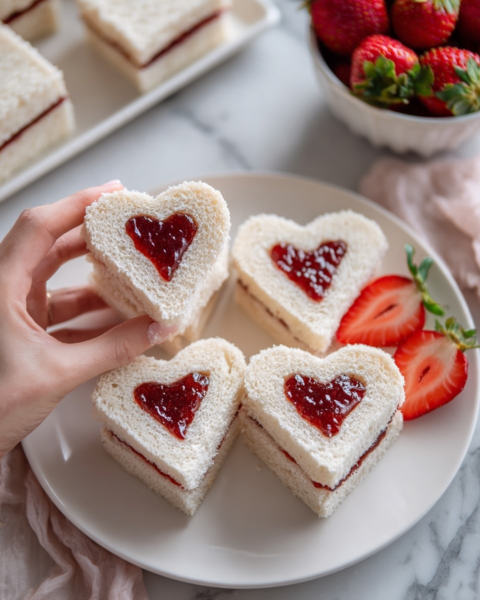 Heart-Shaped Strawberry Cream Icebox Sandwiches Recipe